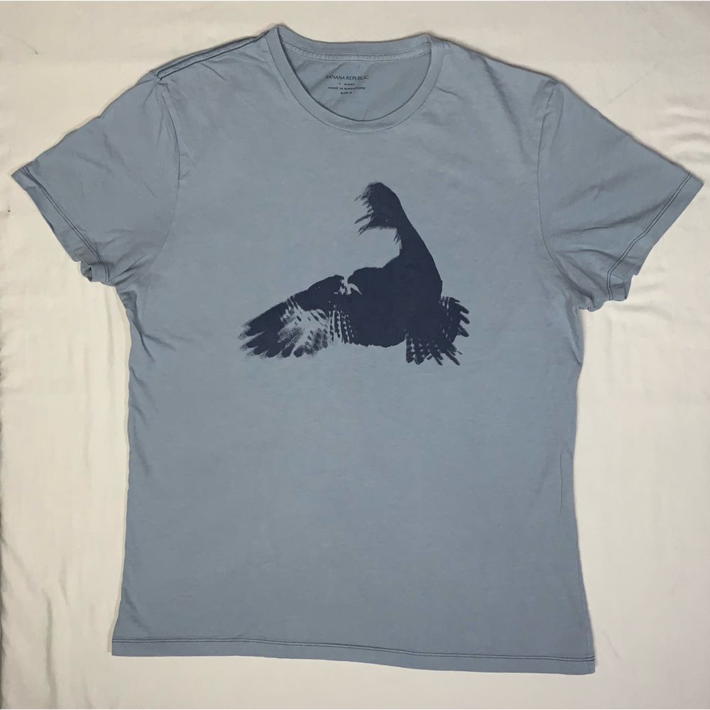 Banana Republic Bird Shirt Men’s Medium Blue Short Tee Top Summer Graphic Preppy